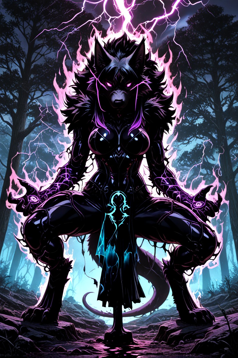 Environment Cursed Forest, Ultra Detailed, "female Otter Anthro Furry AI Porn