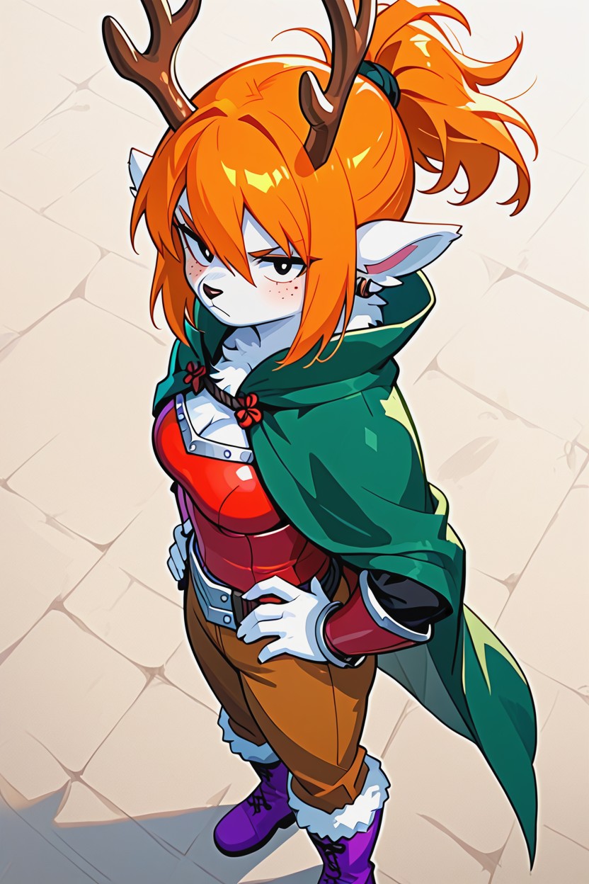 Looking Up, View Focused On Side, Knees Together Furry AI Porn