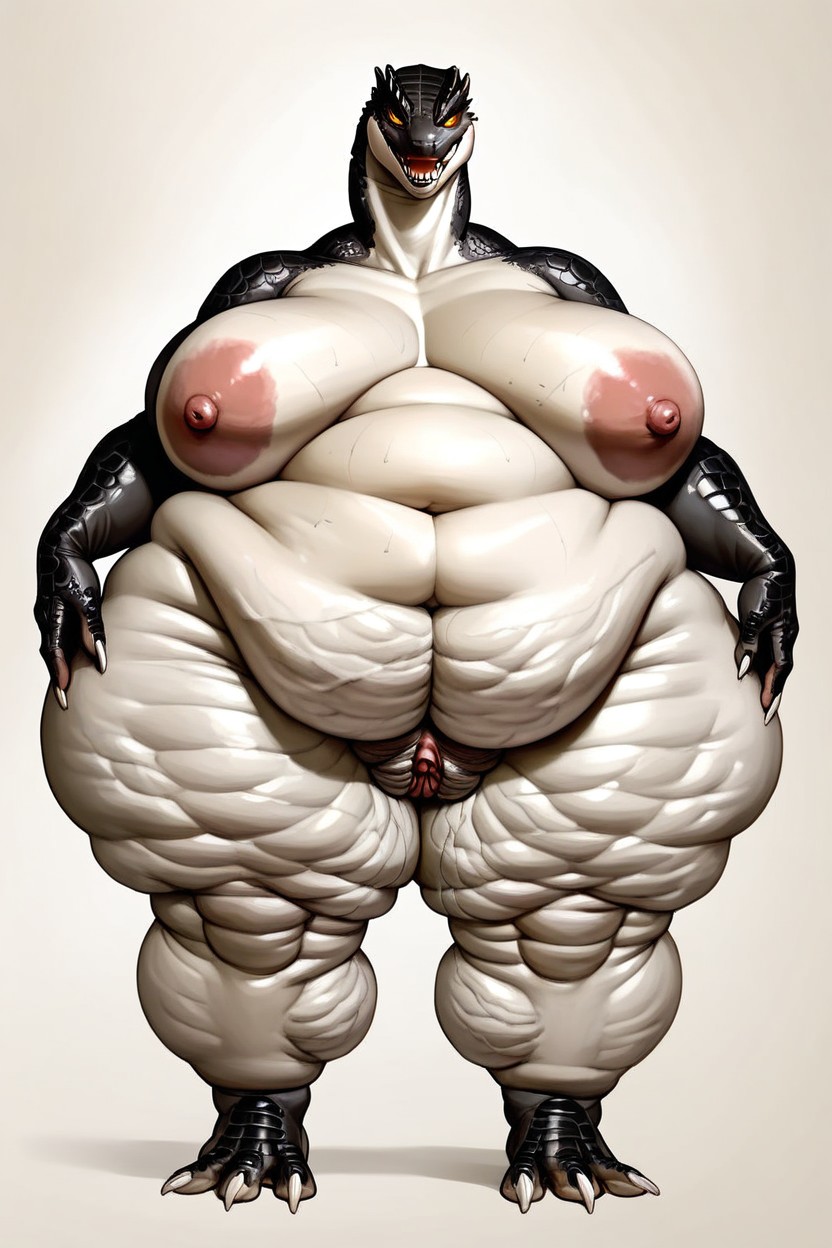 Sideways View, Massive Fupa, Feedee Furry IA