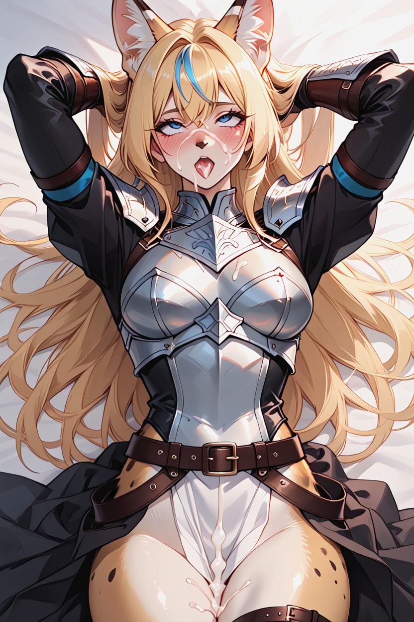 Black Leather Armor, Waist Belt, Long Hair Furry AI Porn