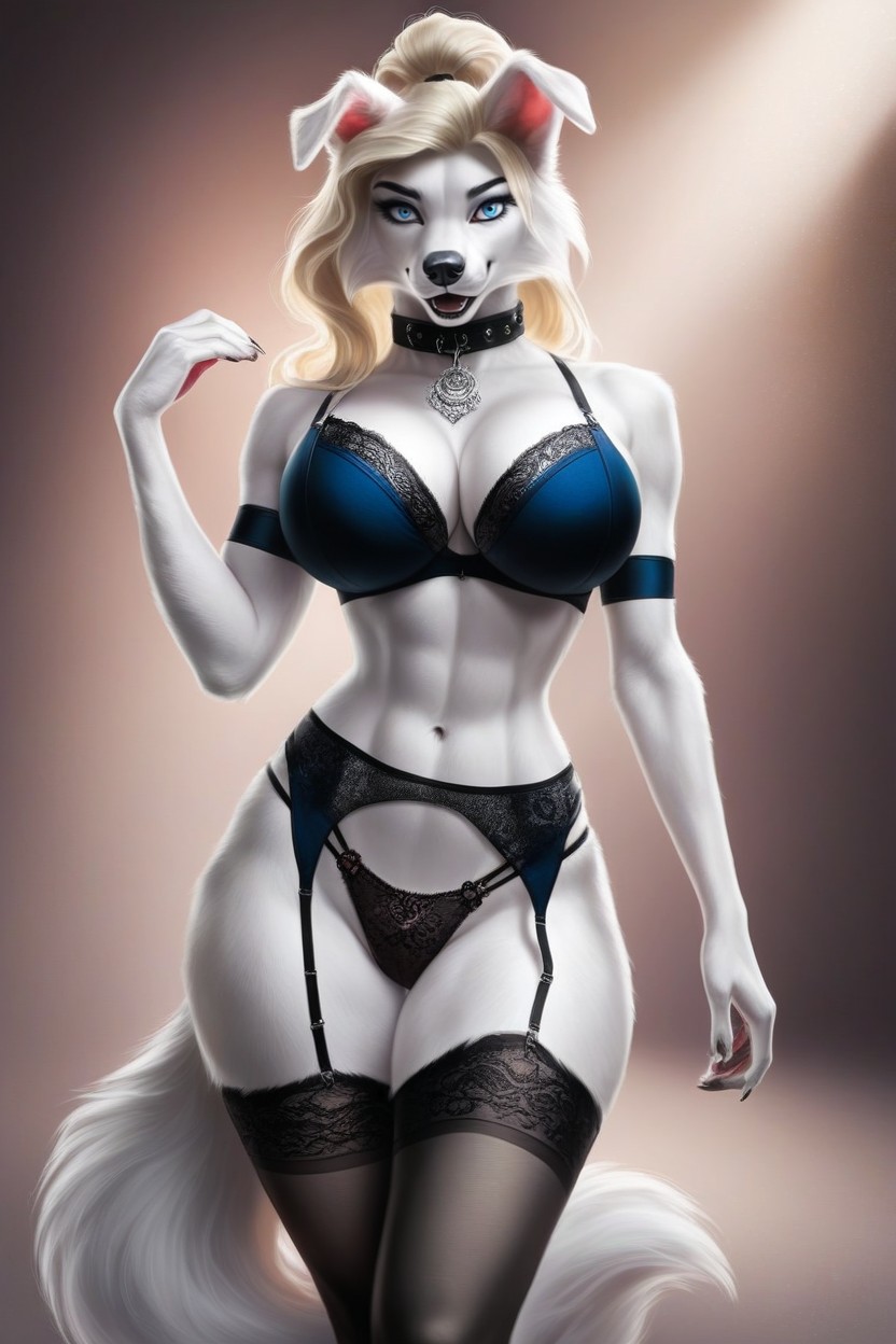 Huge Round Breast, Arm Sleeves, Garter Belt Furry AI Porn