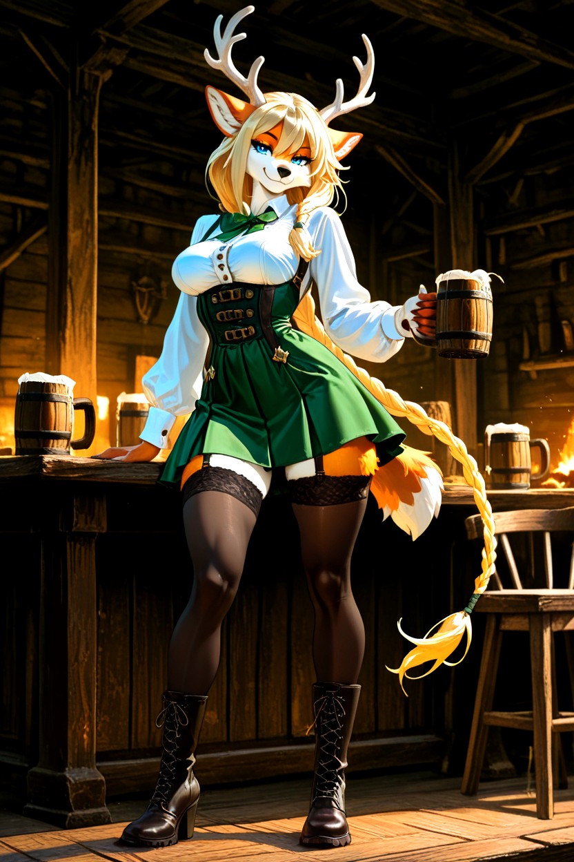 Welcoming Smile, Full Body, Medium Breast Furry AI Porn