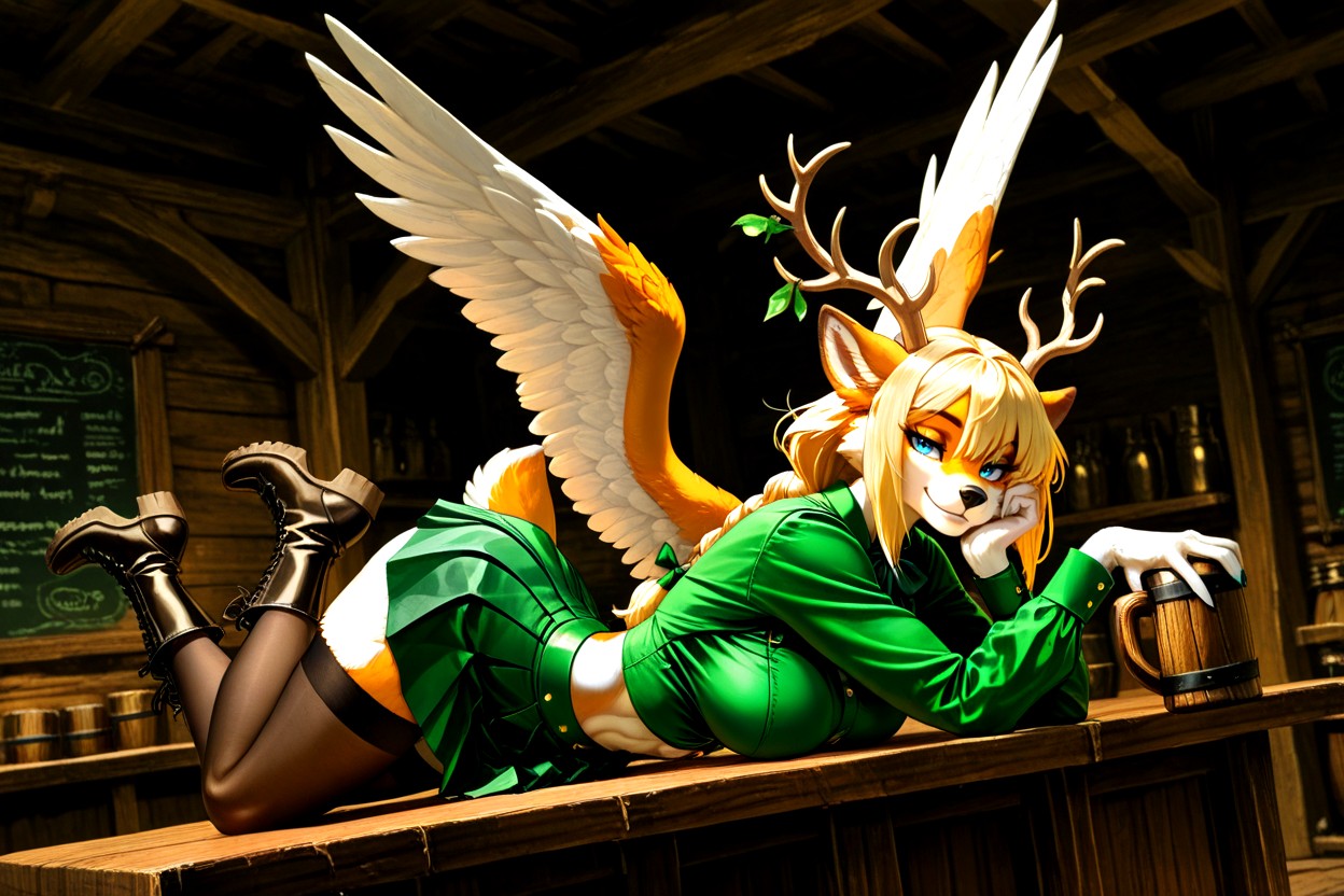 A Second Set Of Bunny Ears, Blue Eyes, Front View Furry AI Porn