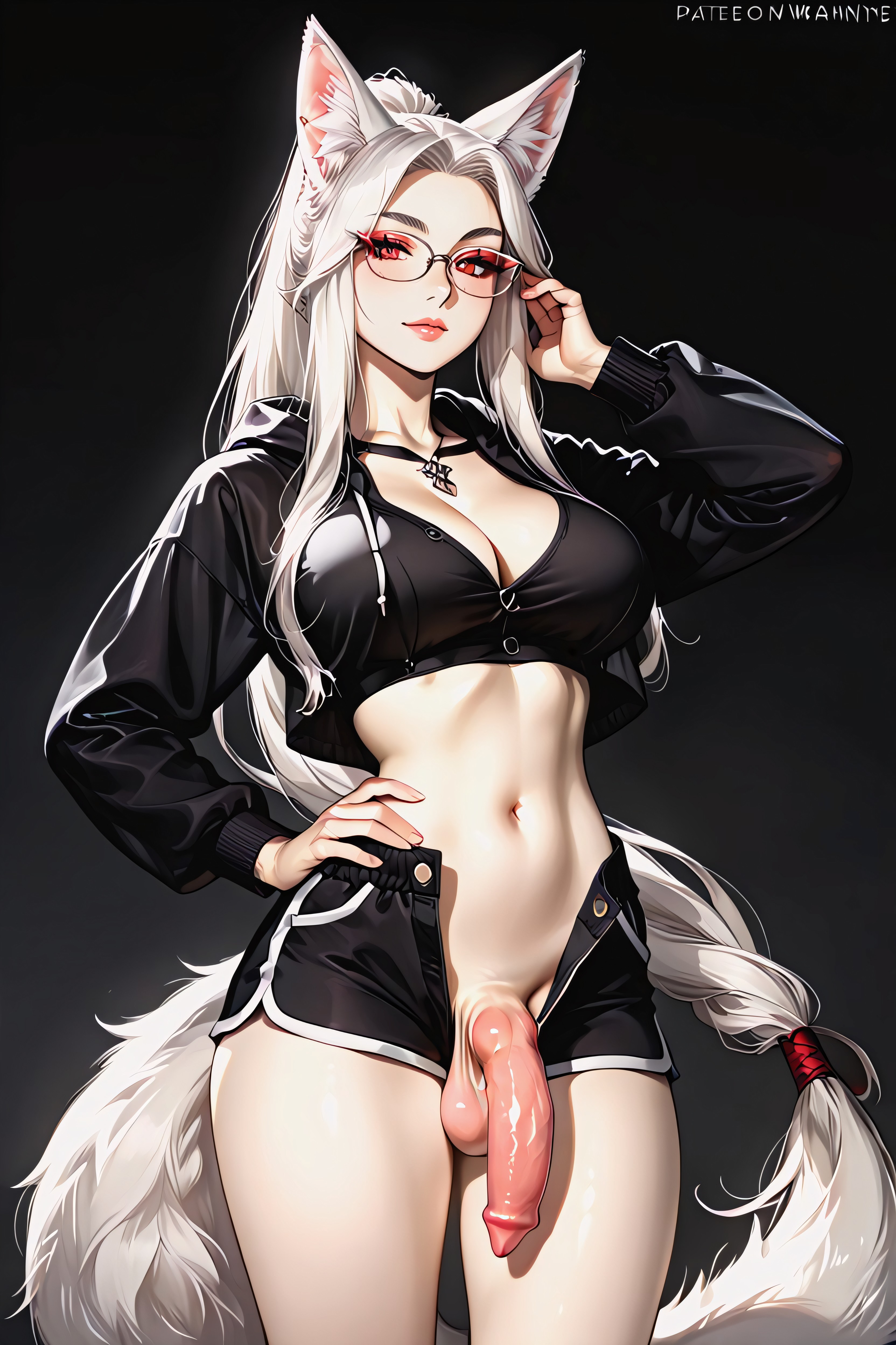 Tapering Knotted Sheathed Penis, 大乳, Full Skin Texture Black-dark-background AI獸人黃片