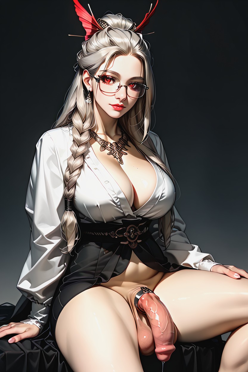 Sagging Ball Sack, Cheveux Longs Attachés Bas, Hyper Dark Art Porno IA Furry