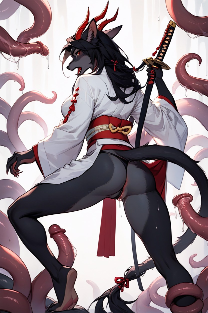 Female Neko, 20+, Bent Over Furry AI Porn