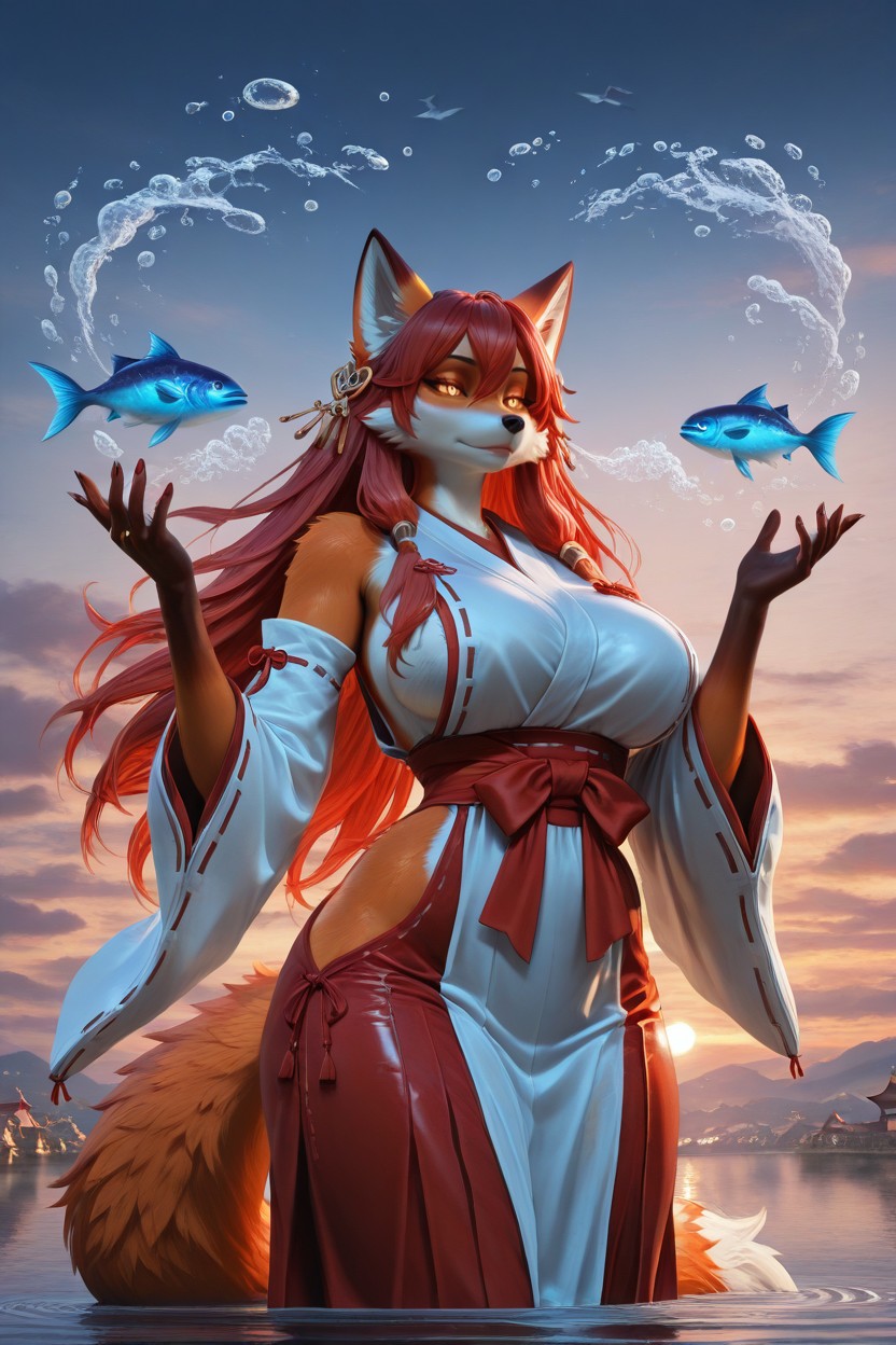 No Body Markings", Beautiful Vulpine Features, Expressive Eyes Furry AI Porn