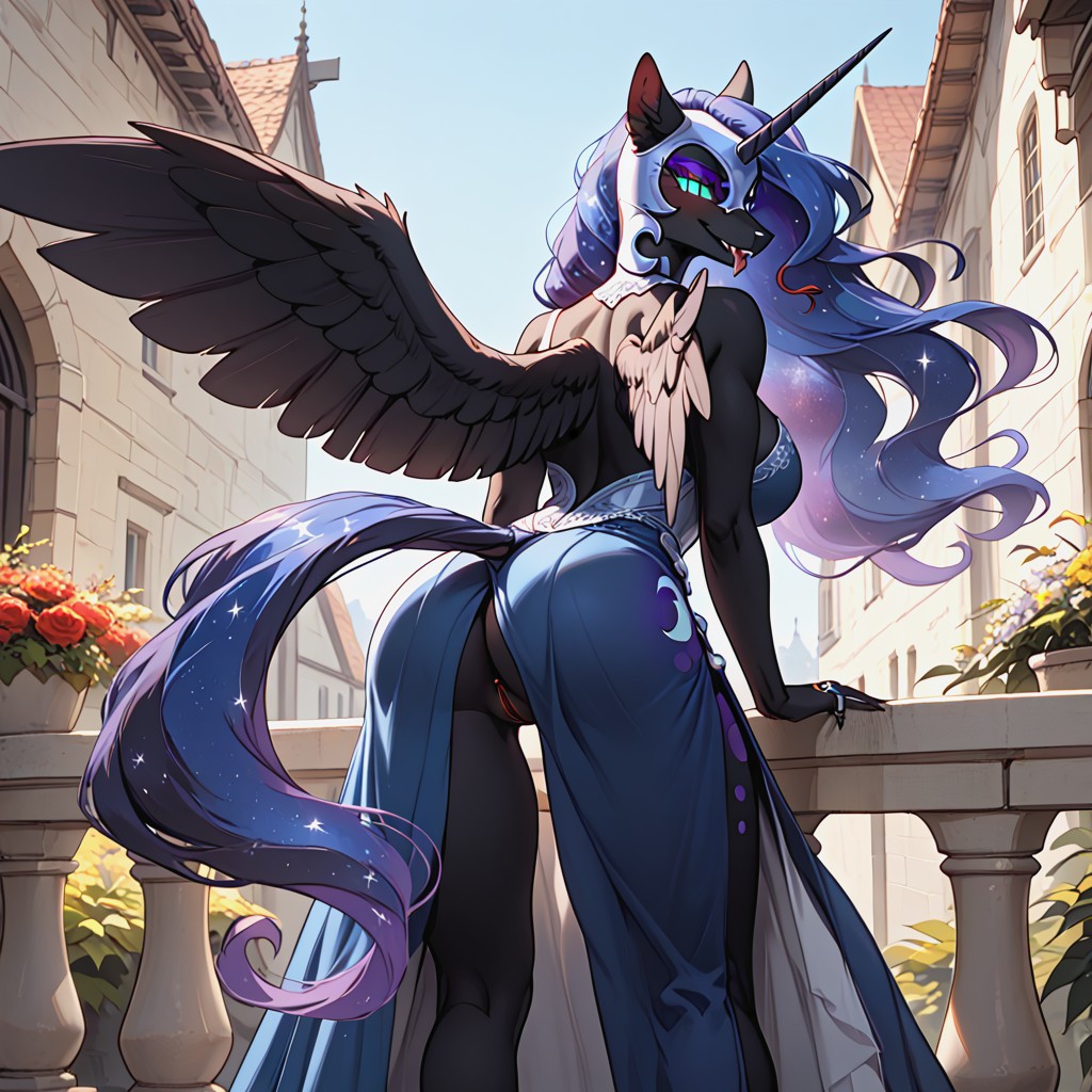 Castle Balcony, Round Butt, Round Breasts Furry AI Porn