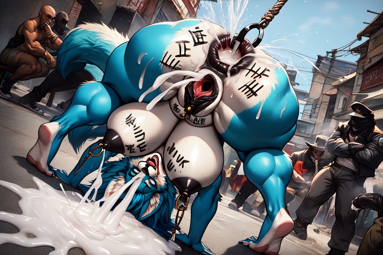 Rope Suspension In Air, Clitoris Is Pulled Up, Excessive Spread Pussy Wide Open With Hook Furry AI Porn