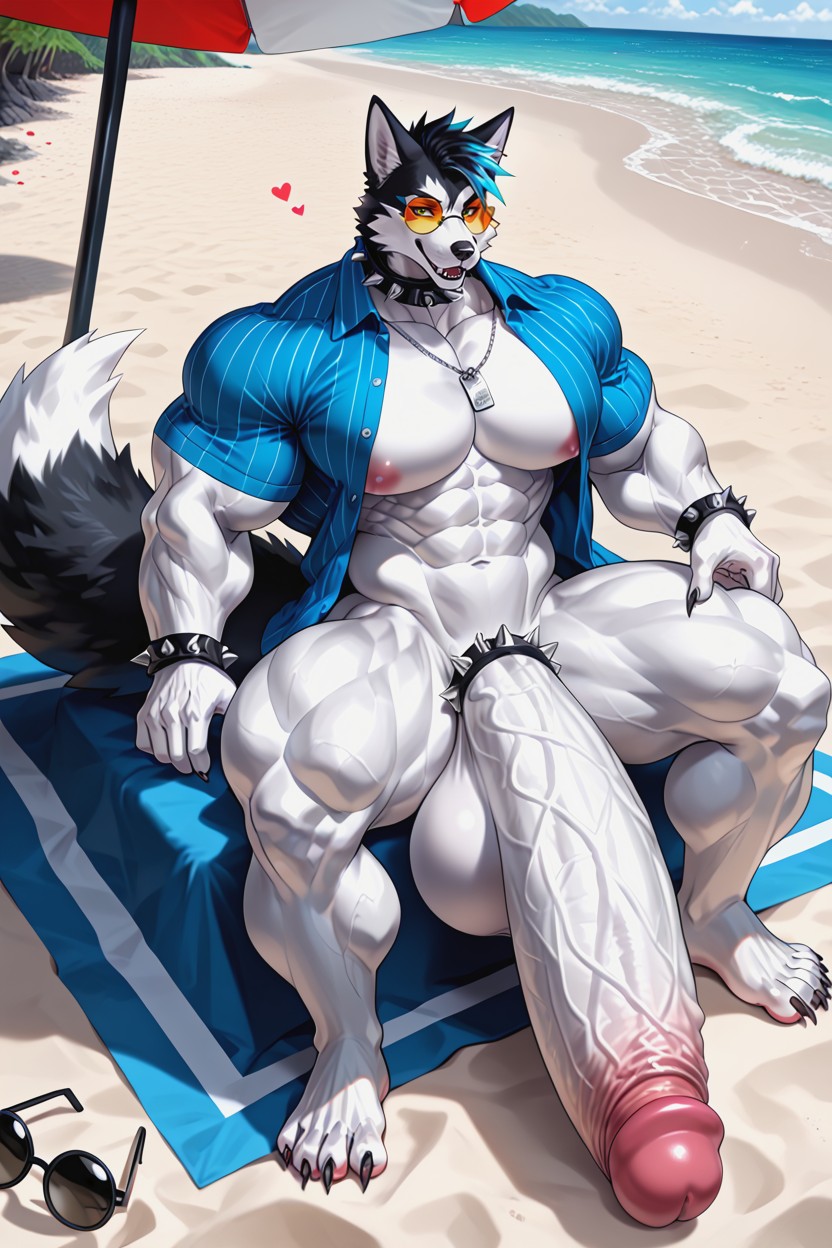 Spiked Buzzcut Hair, Round Glasses, Enourmous Hyper Gigantic Colossal Long Cock Bigger Than Room Furry AI Porn