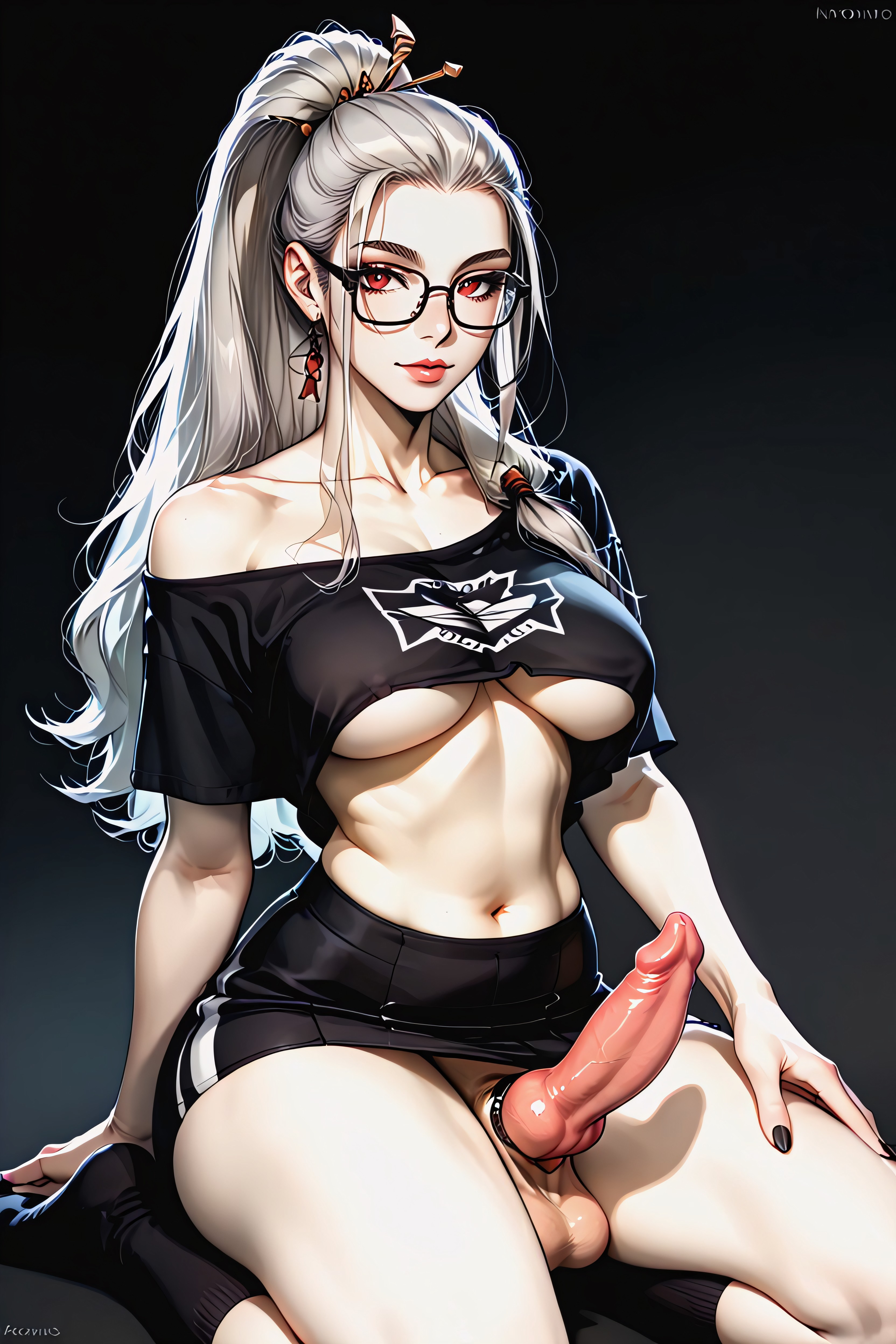 Close-up, Very Voluminous Hair With Sidebangs Over Chest, Tapering Tapered Knotted Cock Furry AI Porn