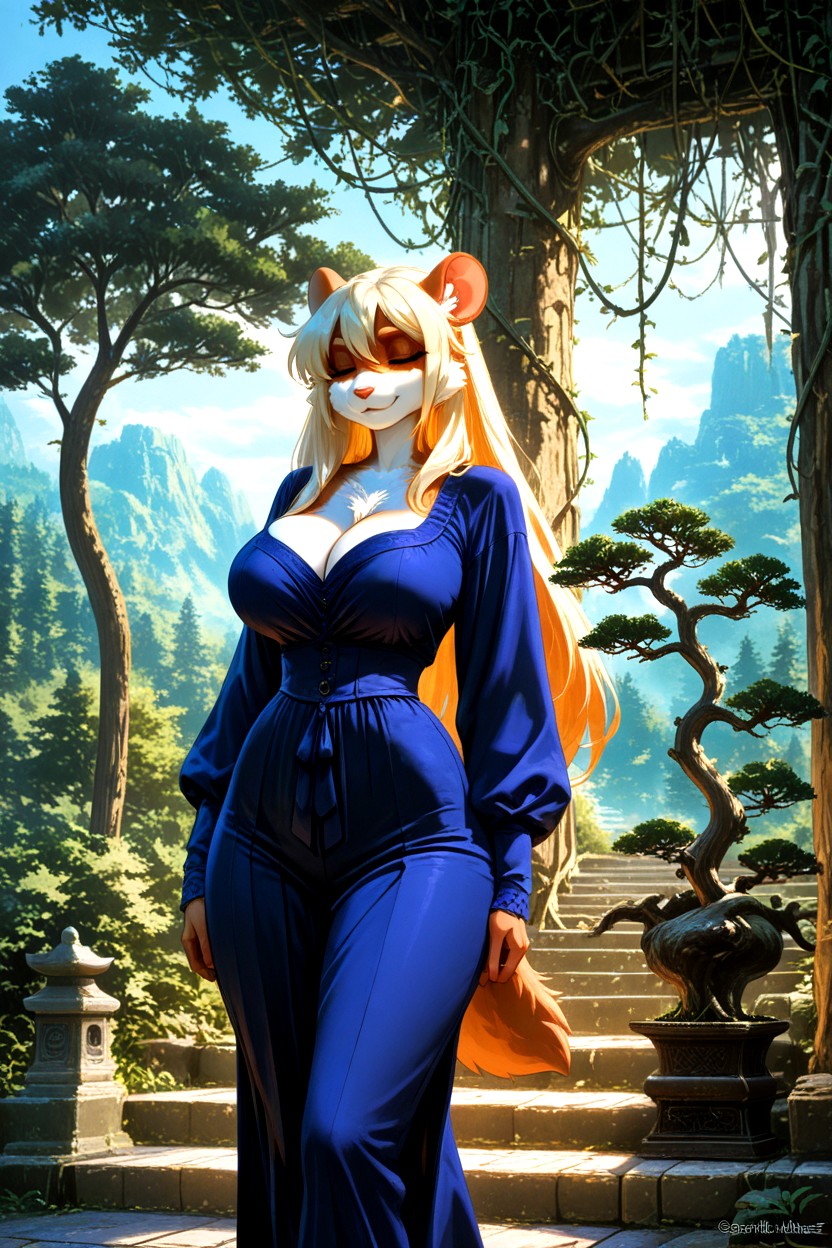 Detailed Illustration Style, Wider Hips, Solo Balanced Silhouette Furry AI Porn