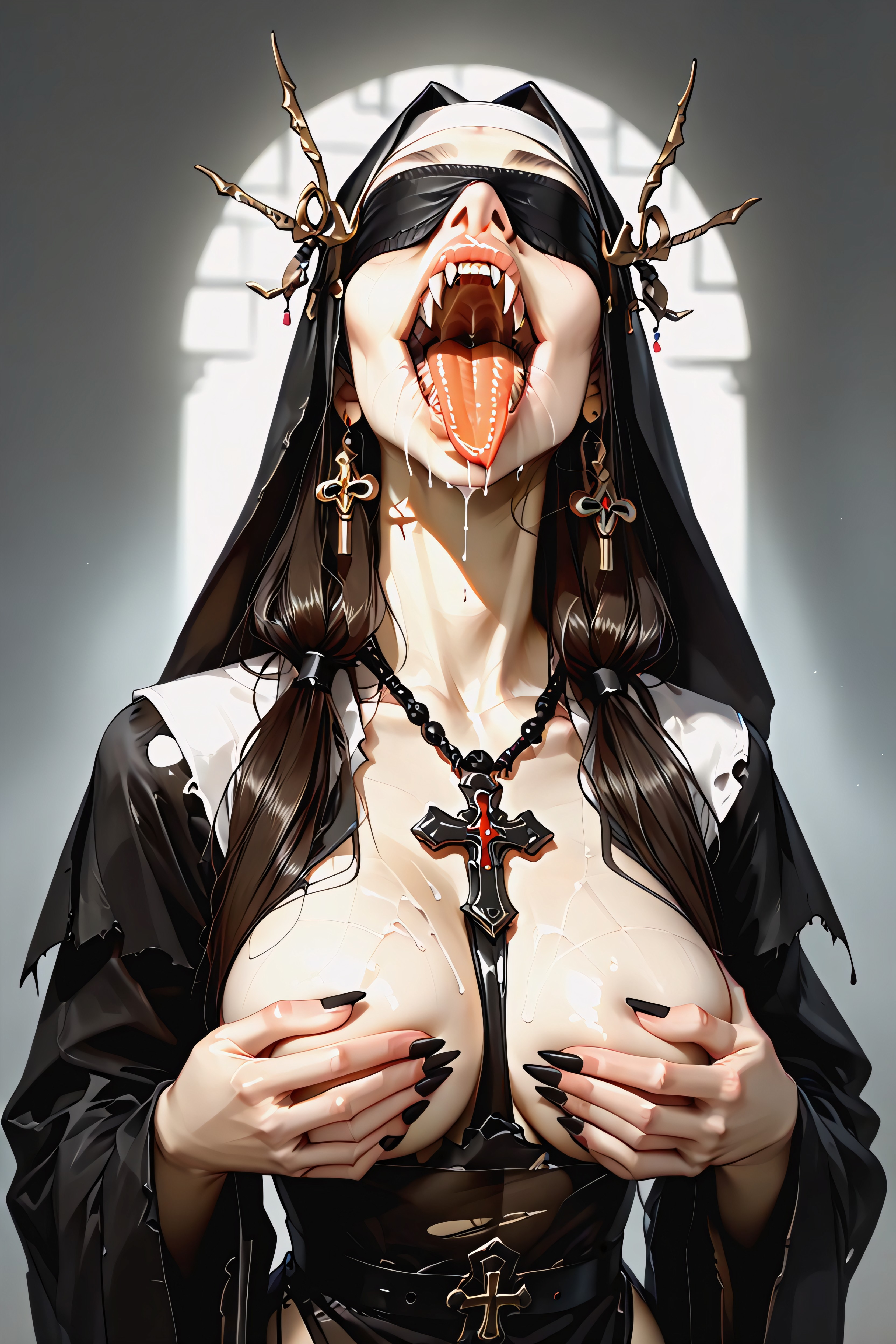 长腿, Very Hyper Long Forked Snake Cobra Tongue, 黑色 AI兽人黄片
