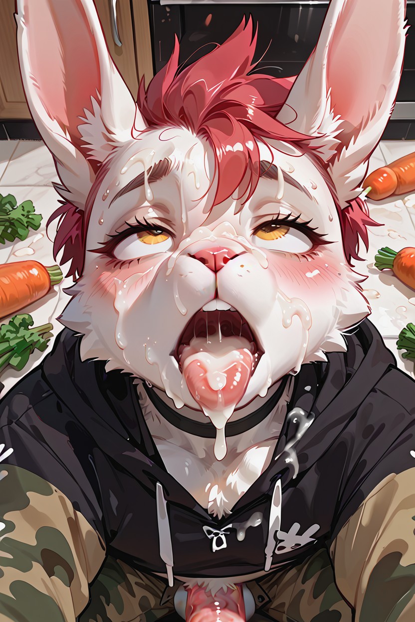 Vegetables All Around Him, Tall, In A Kitchen AI兽人黄片