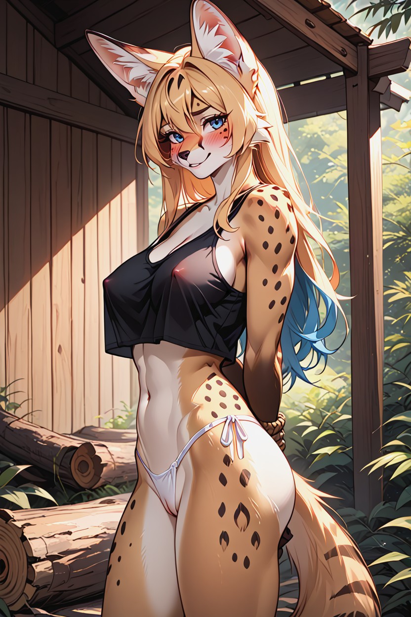 Blonde Hair, Restrained, Perfect Natural Medium Breasts Furry AI Porn