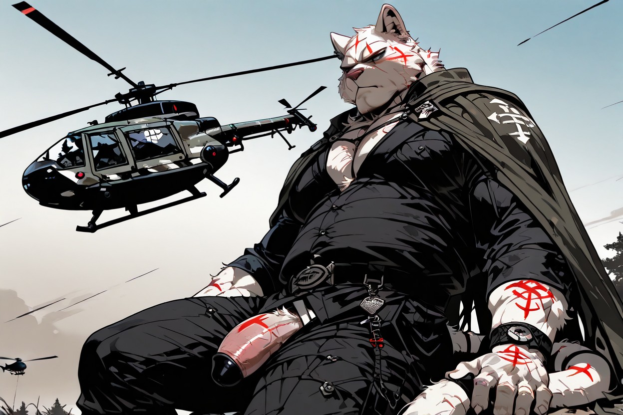 Messy Thick White Fur, Helicopter On The Ground, Newest Furry AI Porn
