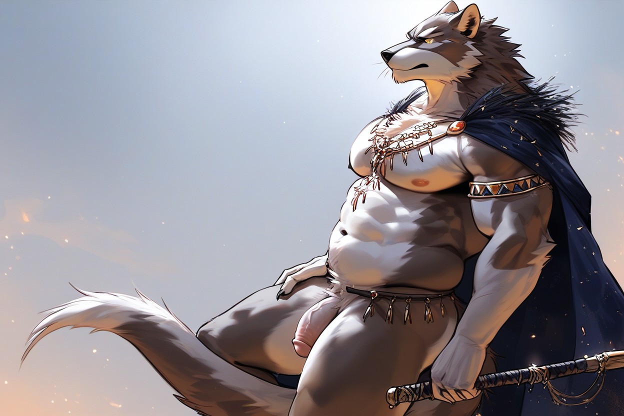 Glowing, Messy Thick White Fur, Newest AI兽人黄片