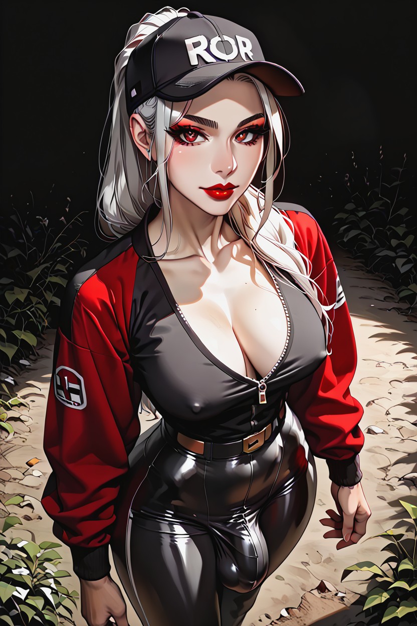 Very Pro Black And Red Art, Sagging Ball Sack, Very Vivid White Pale Asian Eyes Skin Furry AI Porn