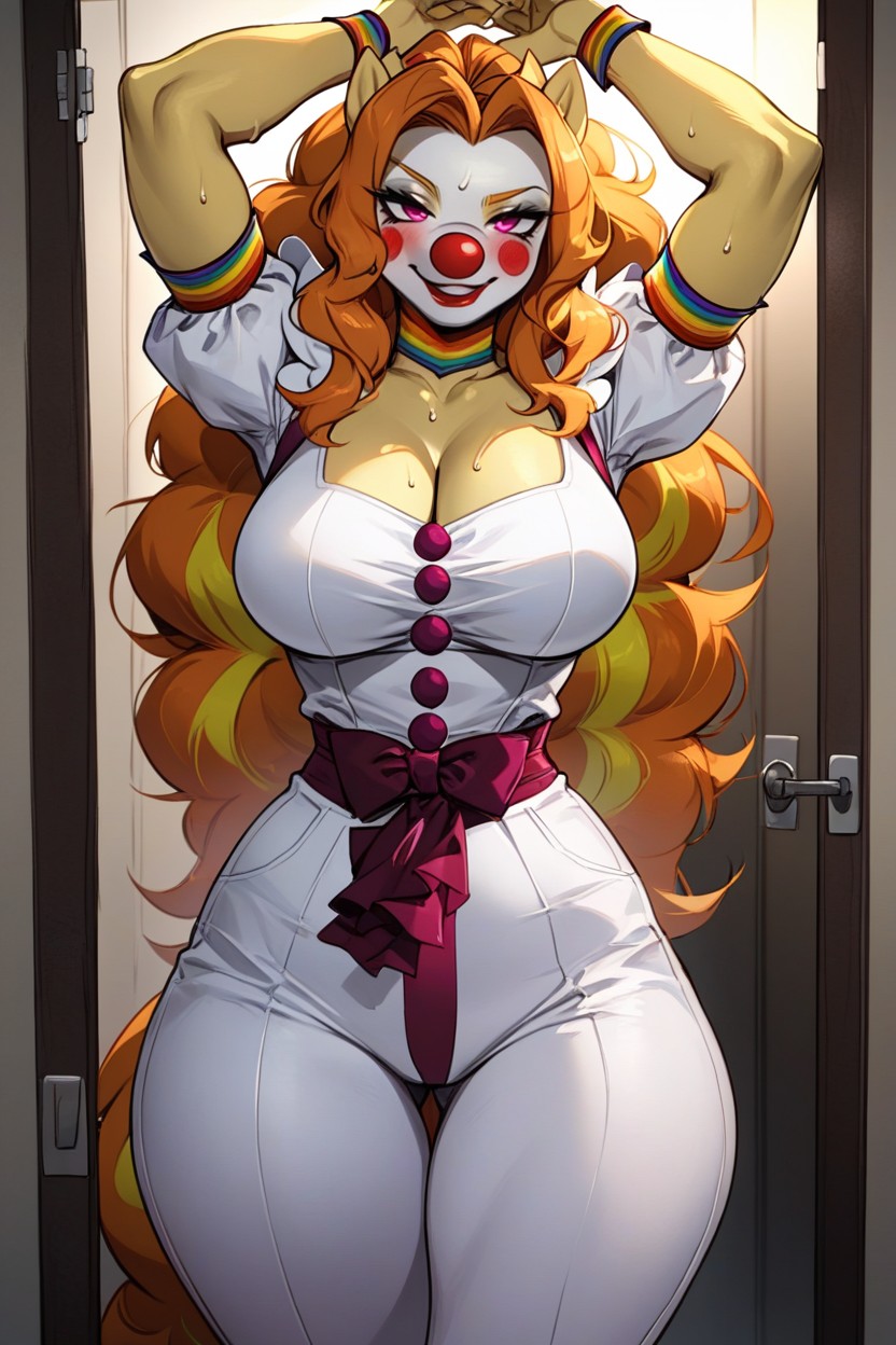 Night Time, Large Breast, Clown Makeup Furry AI Porn