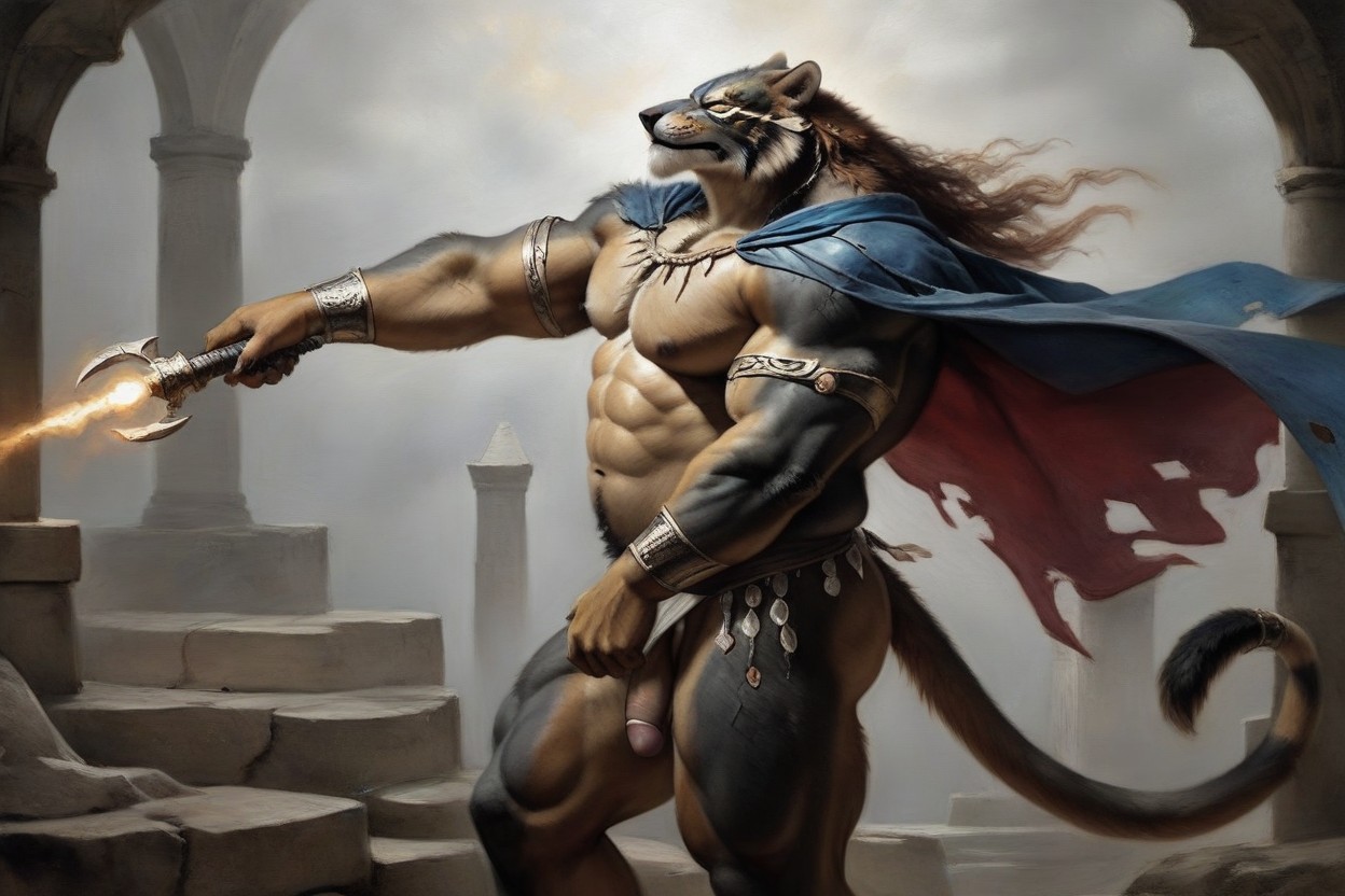 Side View, Color Lines Blending Together, Chaos Furry AI Porn