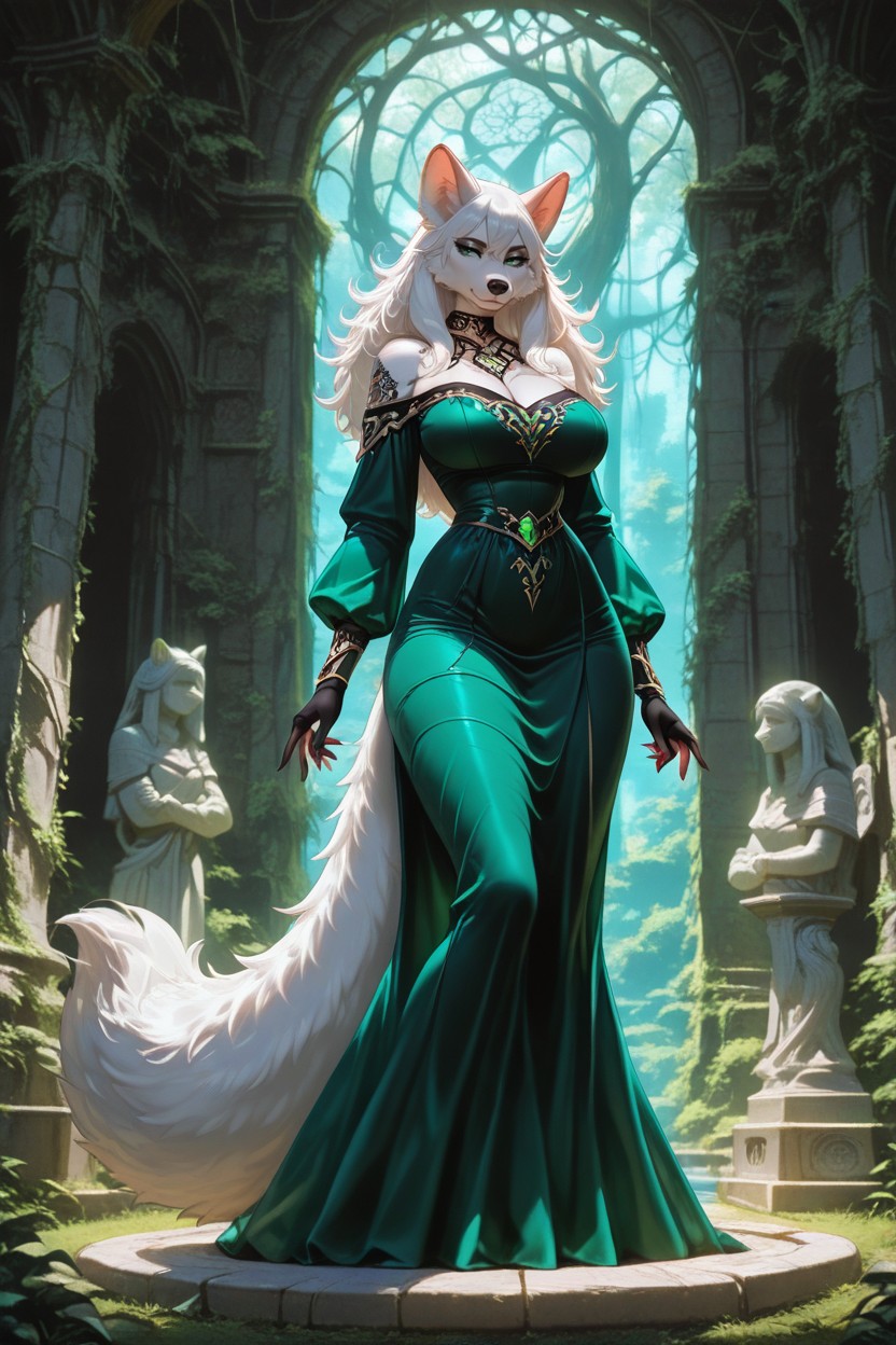 Black Chinchilla Furry Woman, Tasteful Neckline, Partially Destroyed Porno IA Furry
