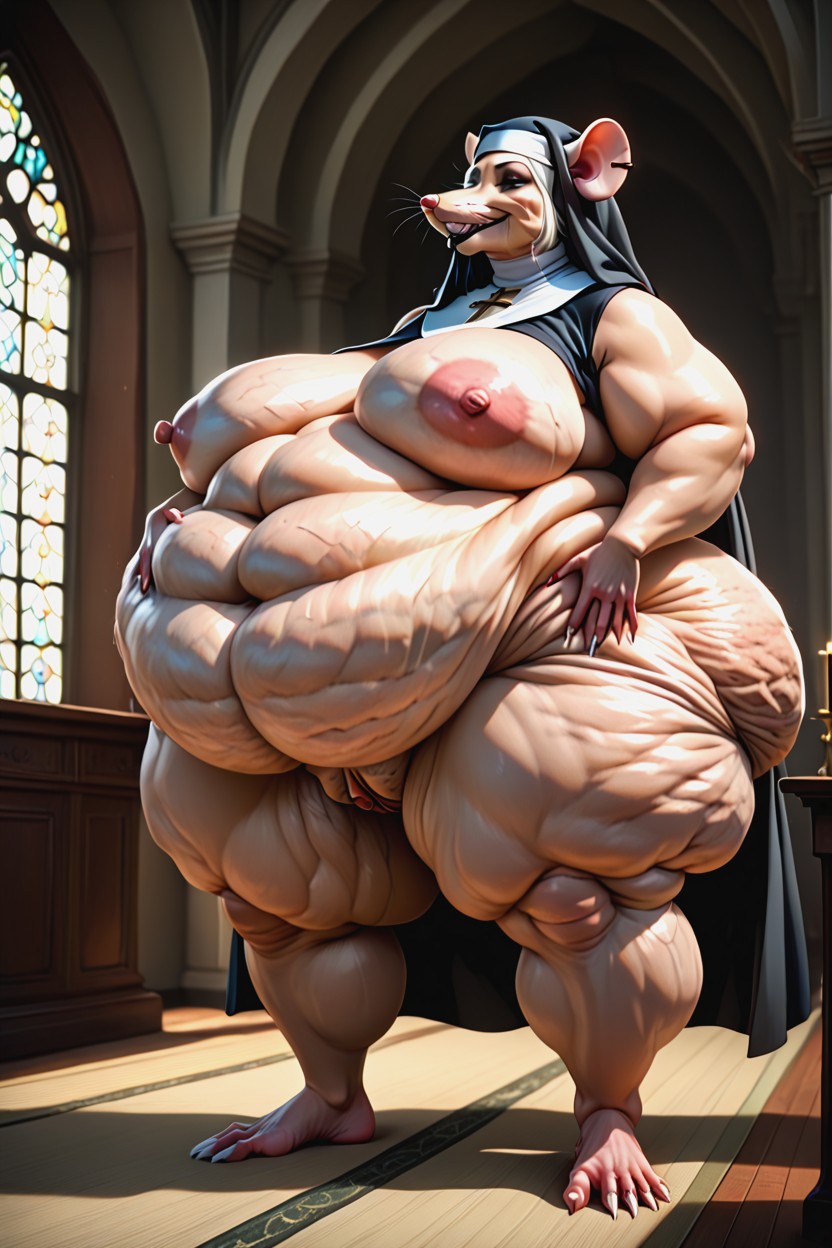 Focus On Body, Multiple Chins, Supermassive Obese Body Fat AI兽人黄片