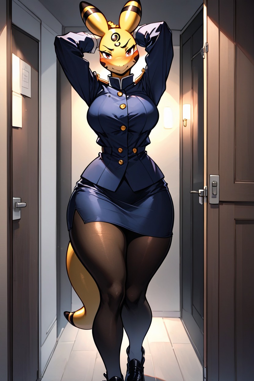 Standing In Doorway, Front View, Sweating Furry IA