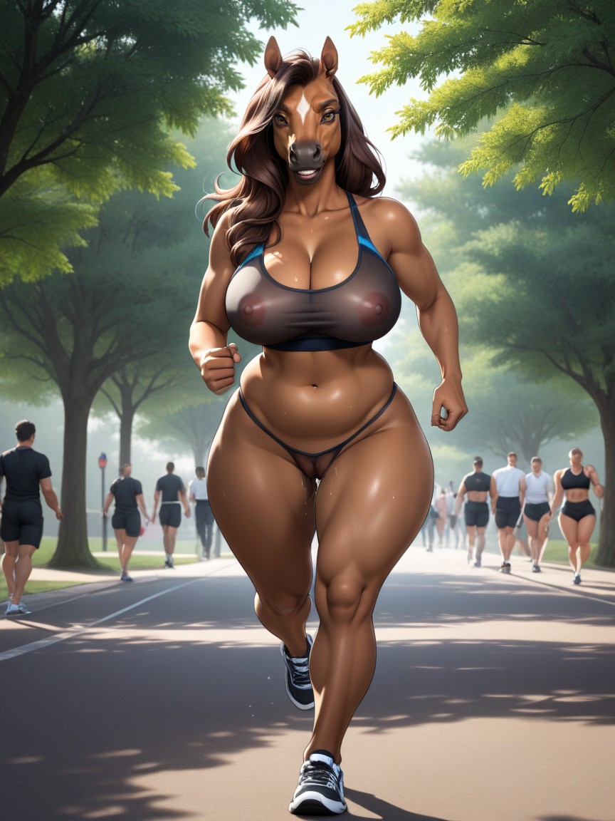 Sport Bra, Thick, Emphasis Lines Furry AI Porn