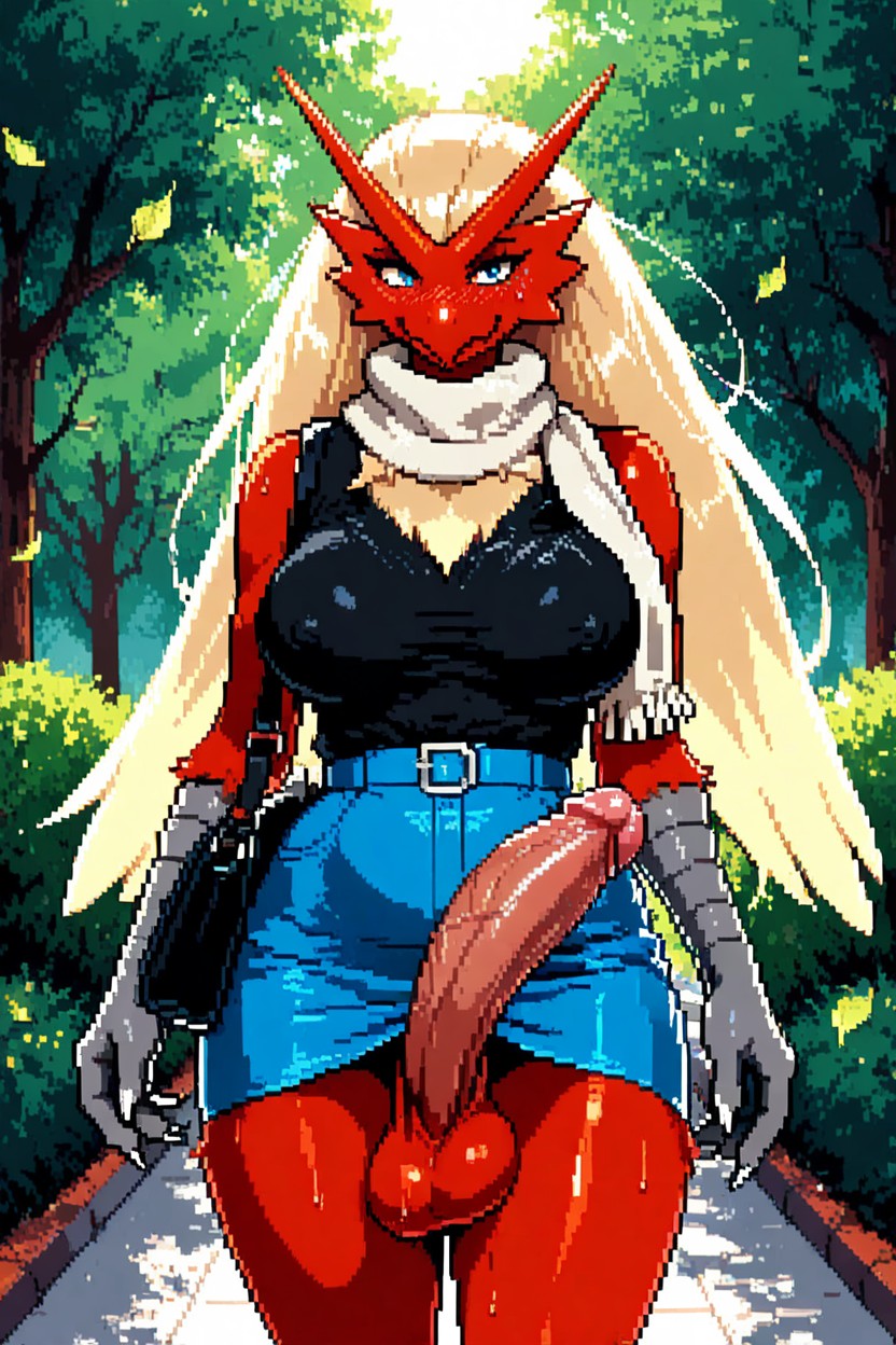 Pixel Art Style, Soft Shadows, Standing Furry AI Porn