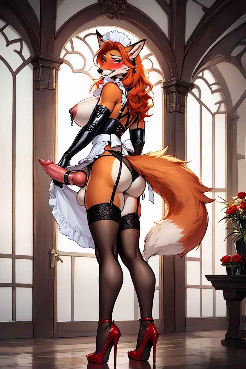 Huge Knotted Penis, Ginger Hair, Detailed Face Furry IA
