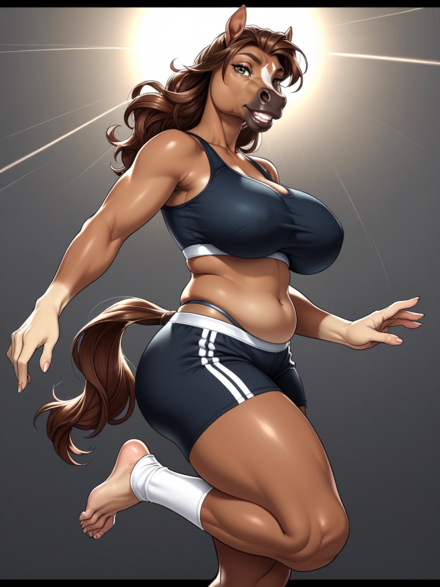 Brunette, White Skin, Jumping Furry AI Porn