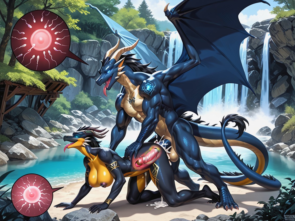 Creampie, Dragon Blue/black, Tattoo Furry AI Porn