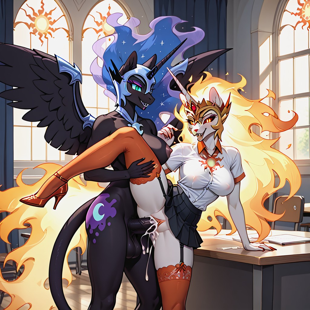 Daybreaker Arms Supporting From Table, Stockings, Wedding Rings Furry AI Porn
