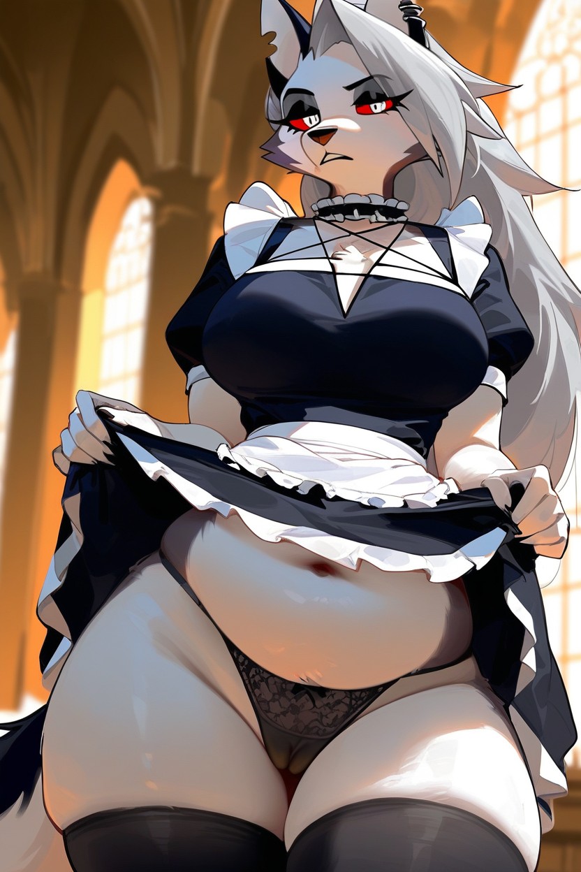 Black Cloth And White Frills Collar, Ultra Hd, Chubby Belly Furry AI Porn