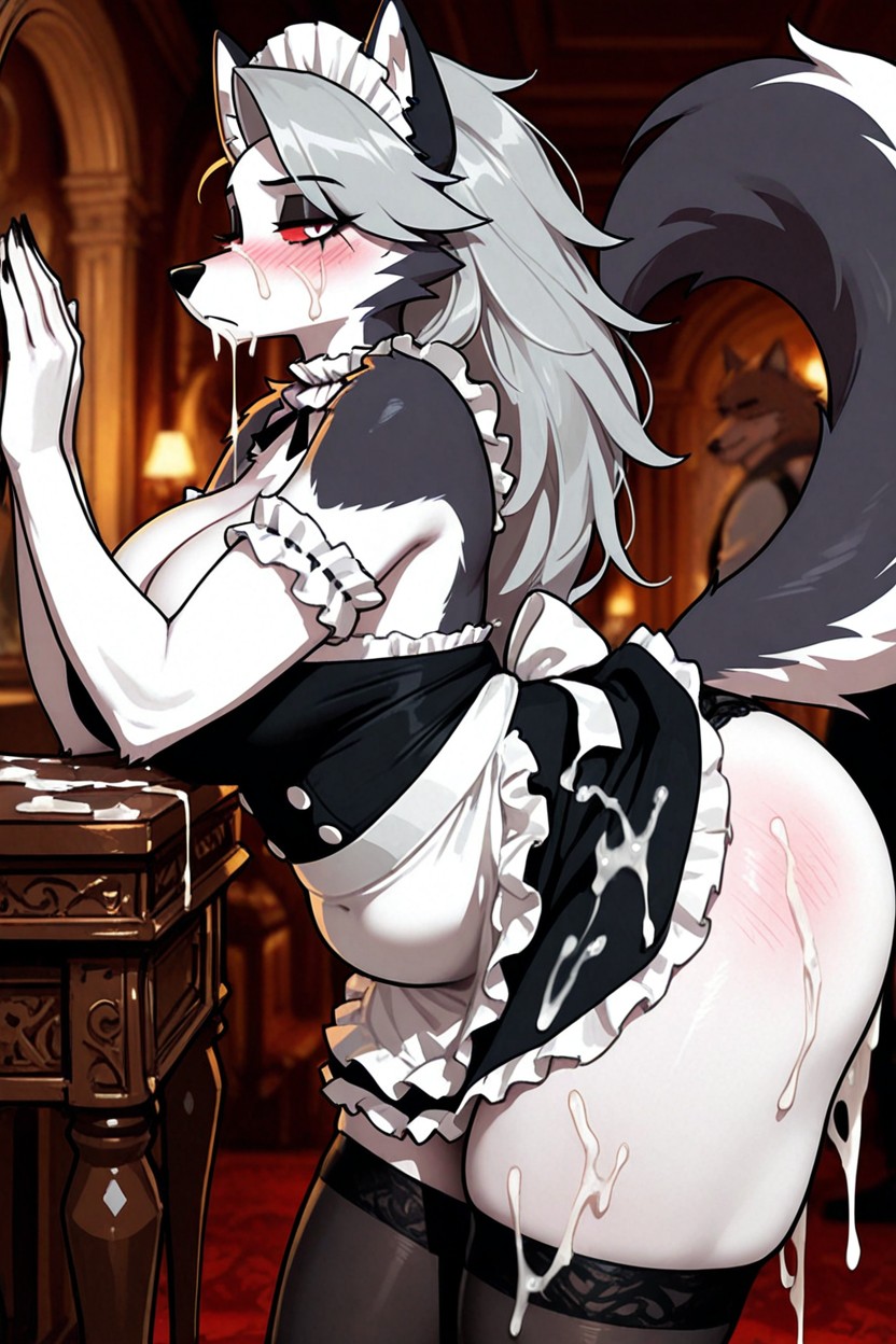 Bending Over, Black Eyeshadow, Chubby Belly Furry AI Porn