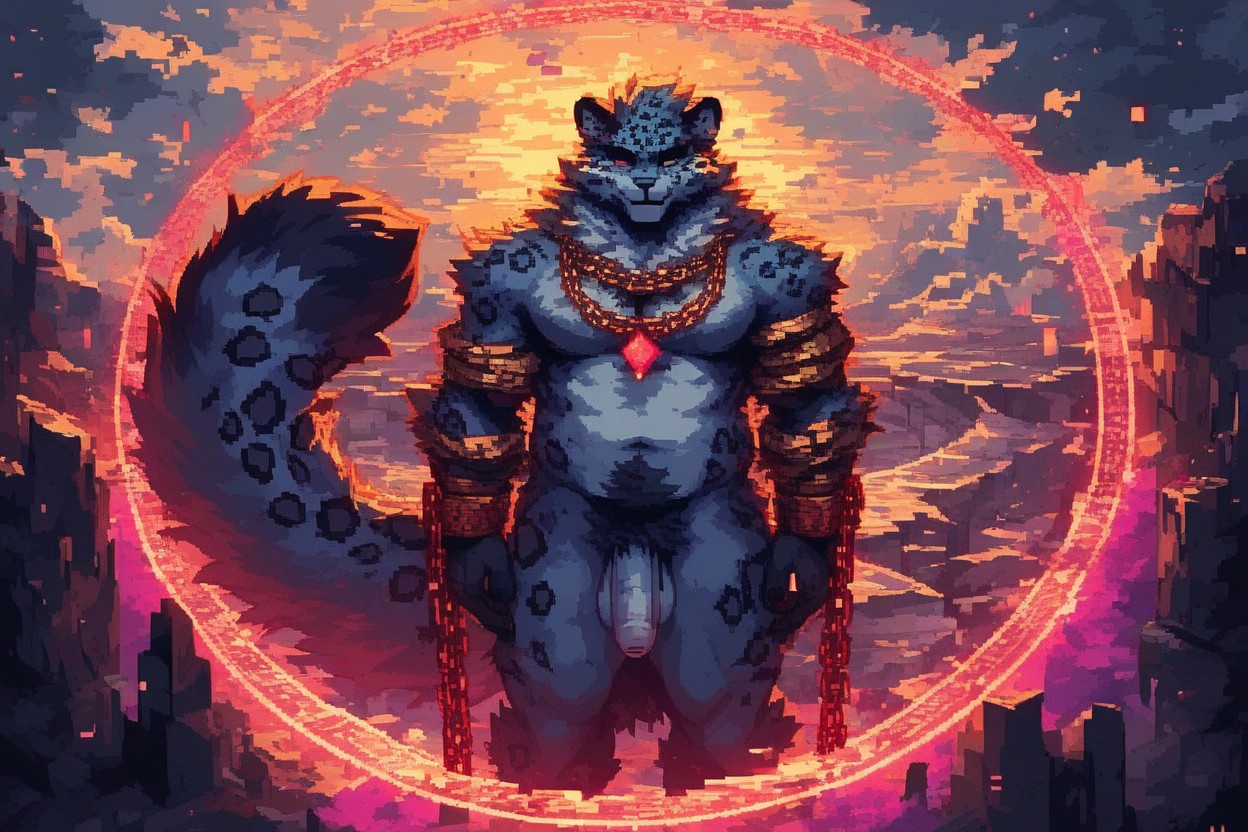 Body Tattoos, Blue Snow Leopard, Thick Overgrown Dense Fuzzy Body Fur AI獸人黃片