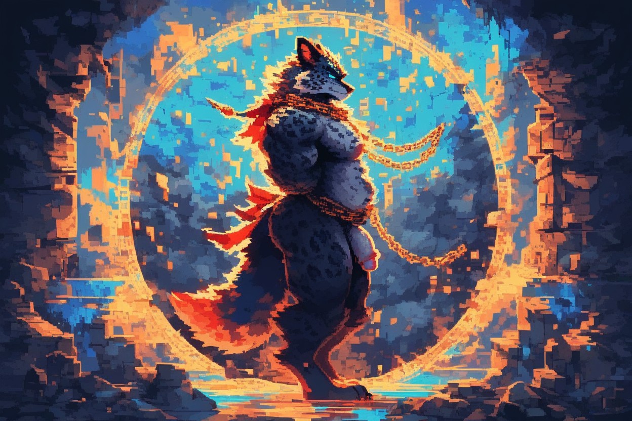 Shattered Image Effect, Chubby Body, Body Tattoos AI獸人黃片