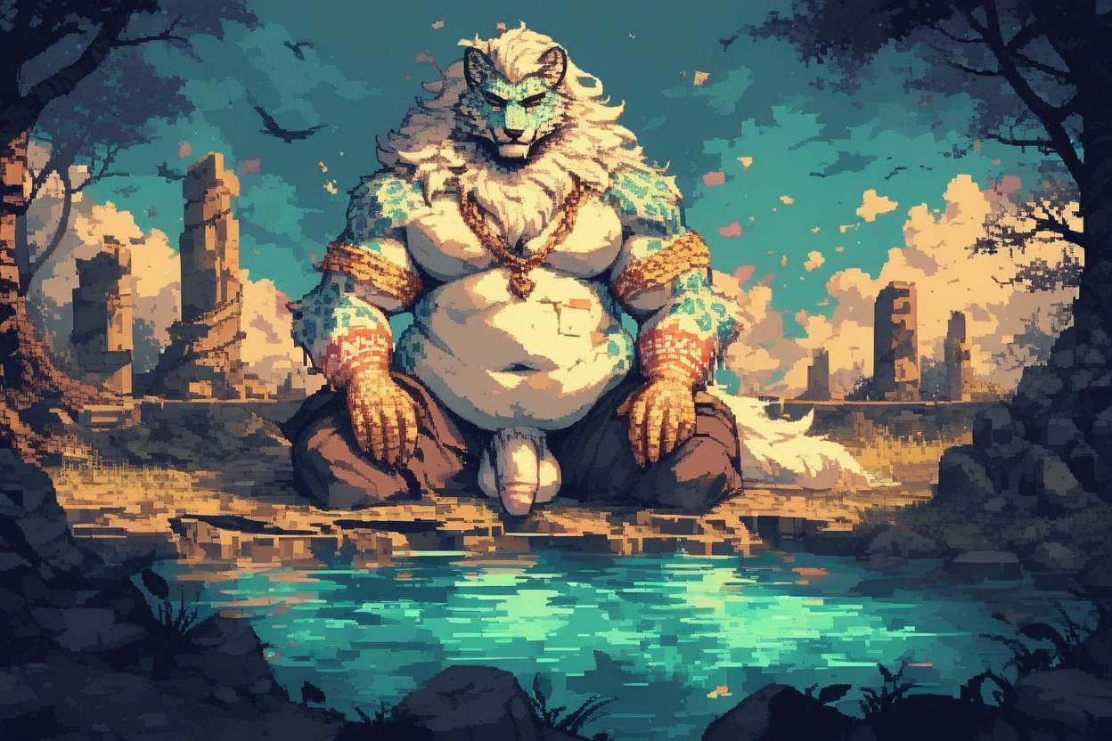 Thick Belly Fur, Head Resting, Flaccid Penis Furry AI Porn