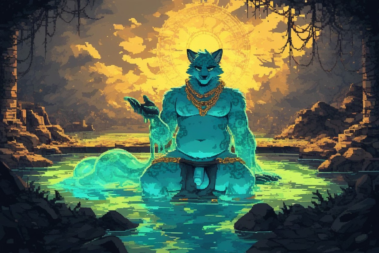 Very Aesthetic, Body Tattoos, Beefy Muscular Chest Furry IA