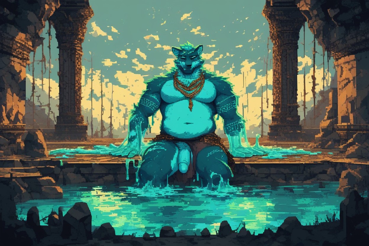 Thick Arms Fur, Body Tattoos, Shattered Image Effect Furry AI Porn
