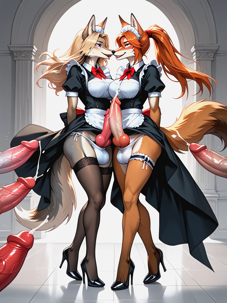 笑口常开, Gray And White Fur, Penis Touching Penis AI獸人黃片