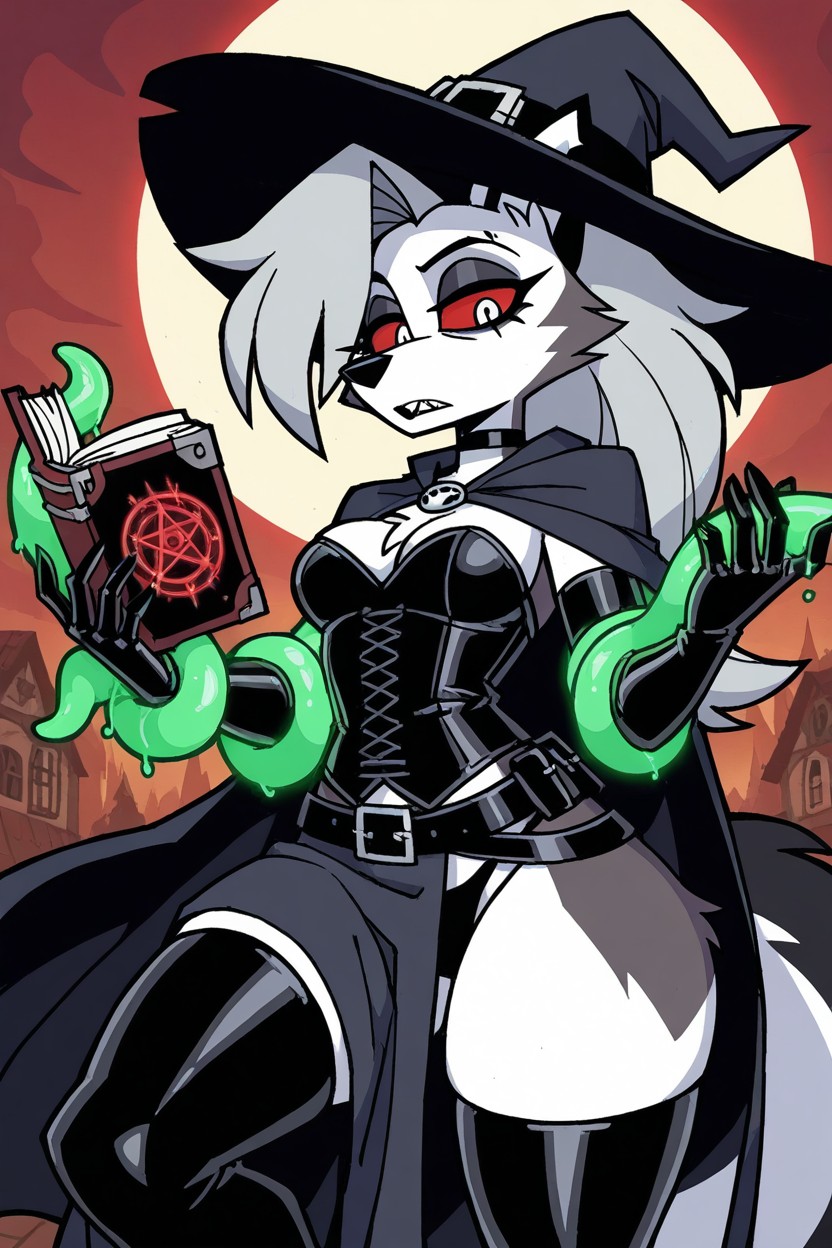 Black Witch Cape, Very Tall, Black Eyeshadow Furry AI Porn