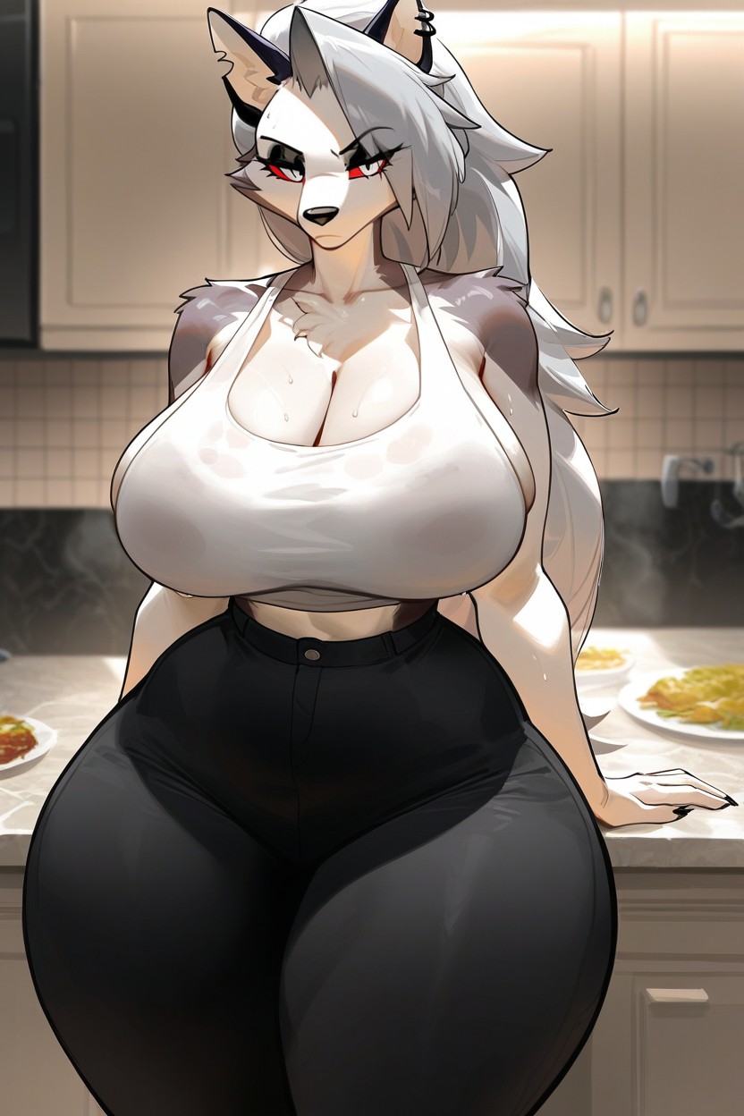 Lidded Eyes, Looking At Viewer, Huge Hips Furry AI Porn