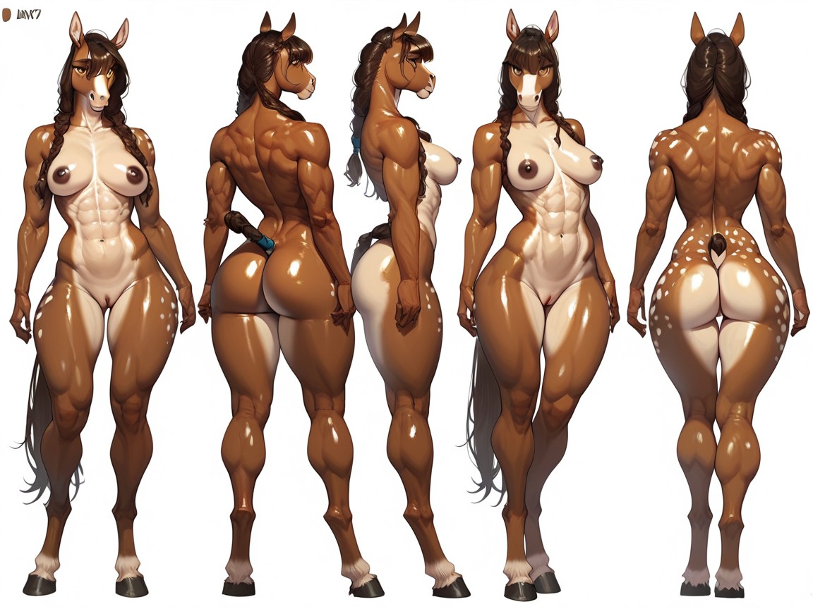 Standing, Bangs, Toned Abs Furry AI Porn