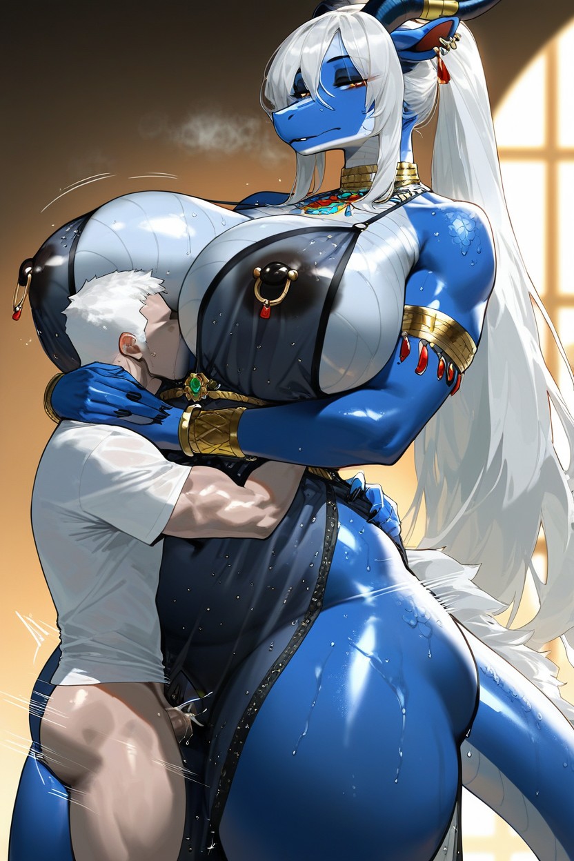 Black Nipples, Cowboy Shot, Nipple Piercings AI獸人黃片
