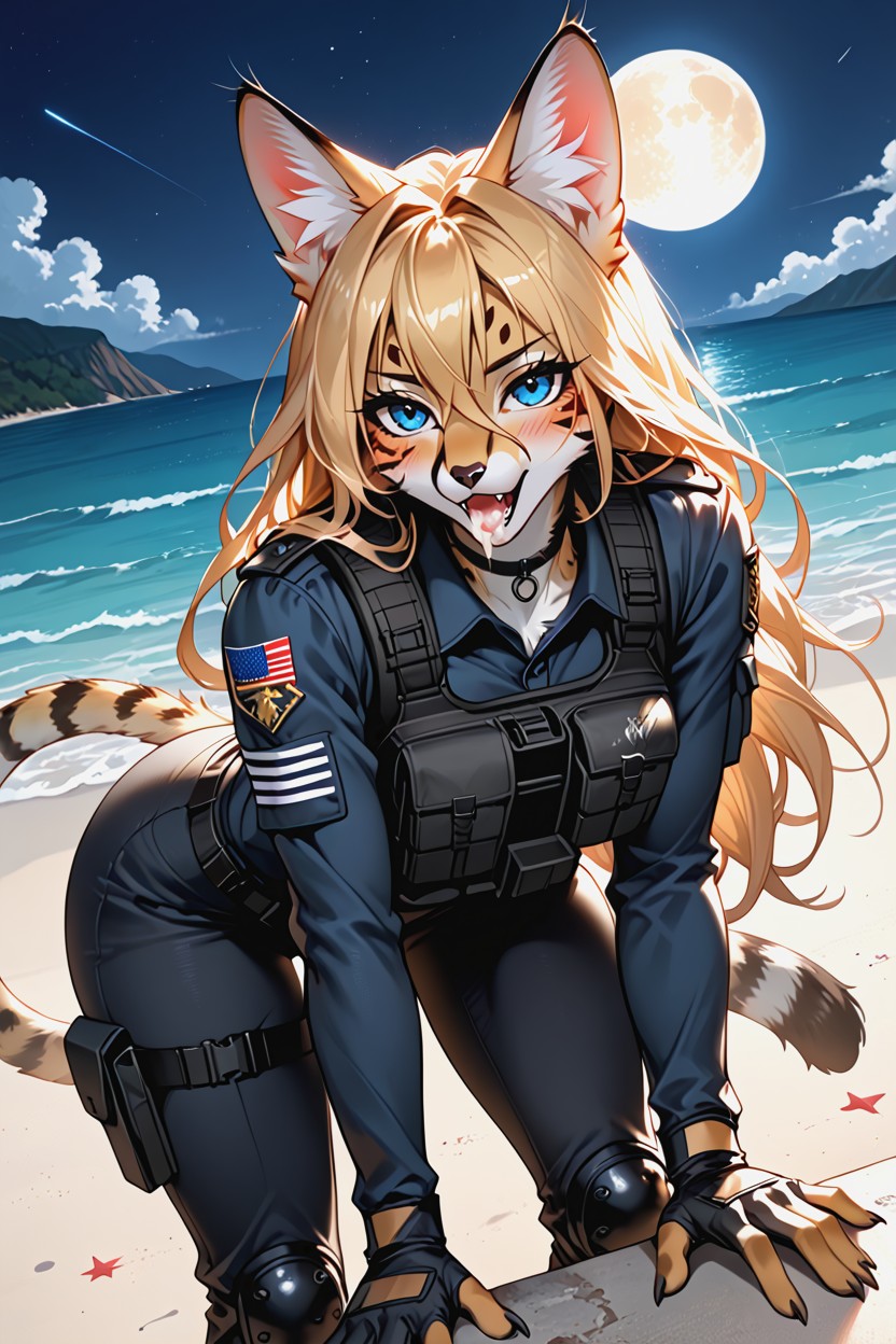 Combat Boots, Blue Eyes, Person 퍼리 AI 포르노