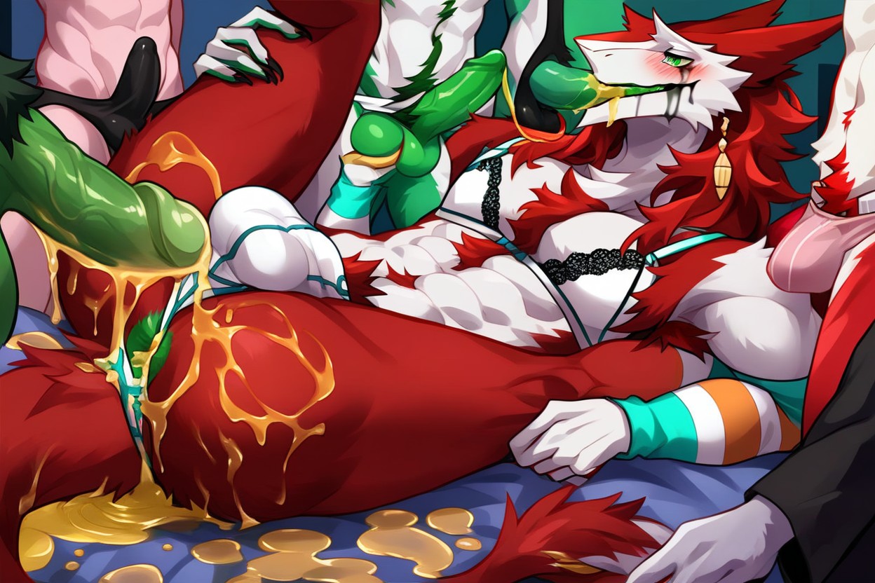 Pink Striped Thigh Highs, Sous-vêtements, Green Anus Porno IA Furry