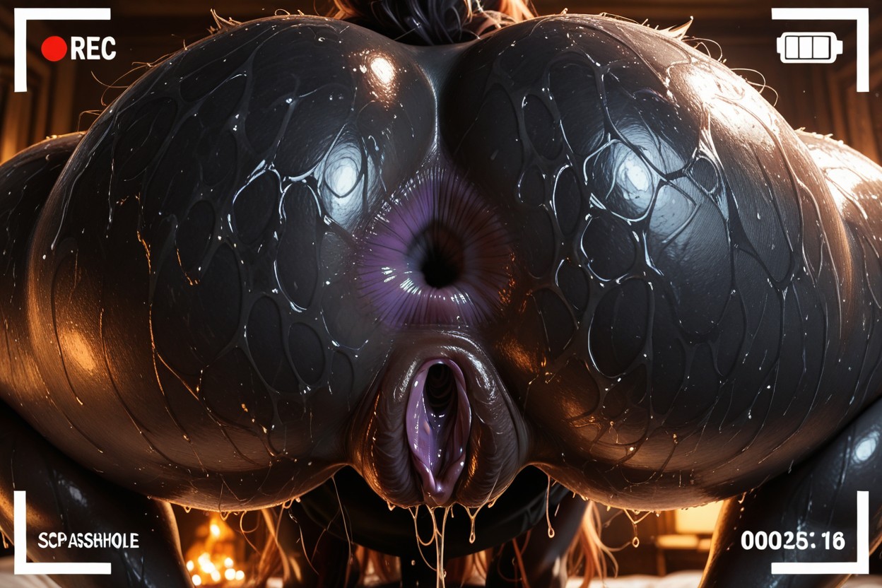 Deep View Inside Asshole, Long Labia, Solo Female Porno IA Furry