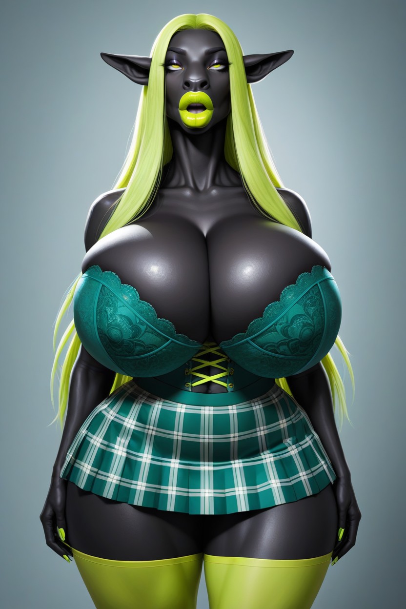 Earless, Lime Green Plaid Skirt, No Teeth AI獸人黃片