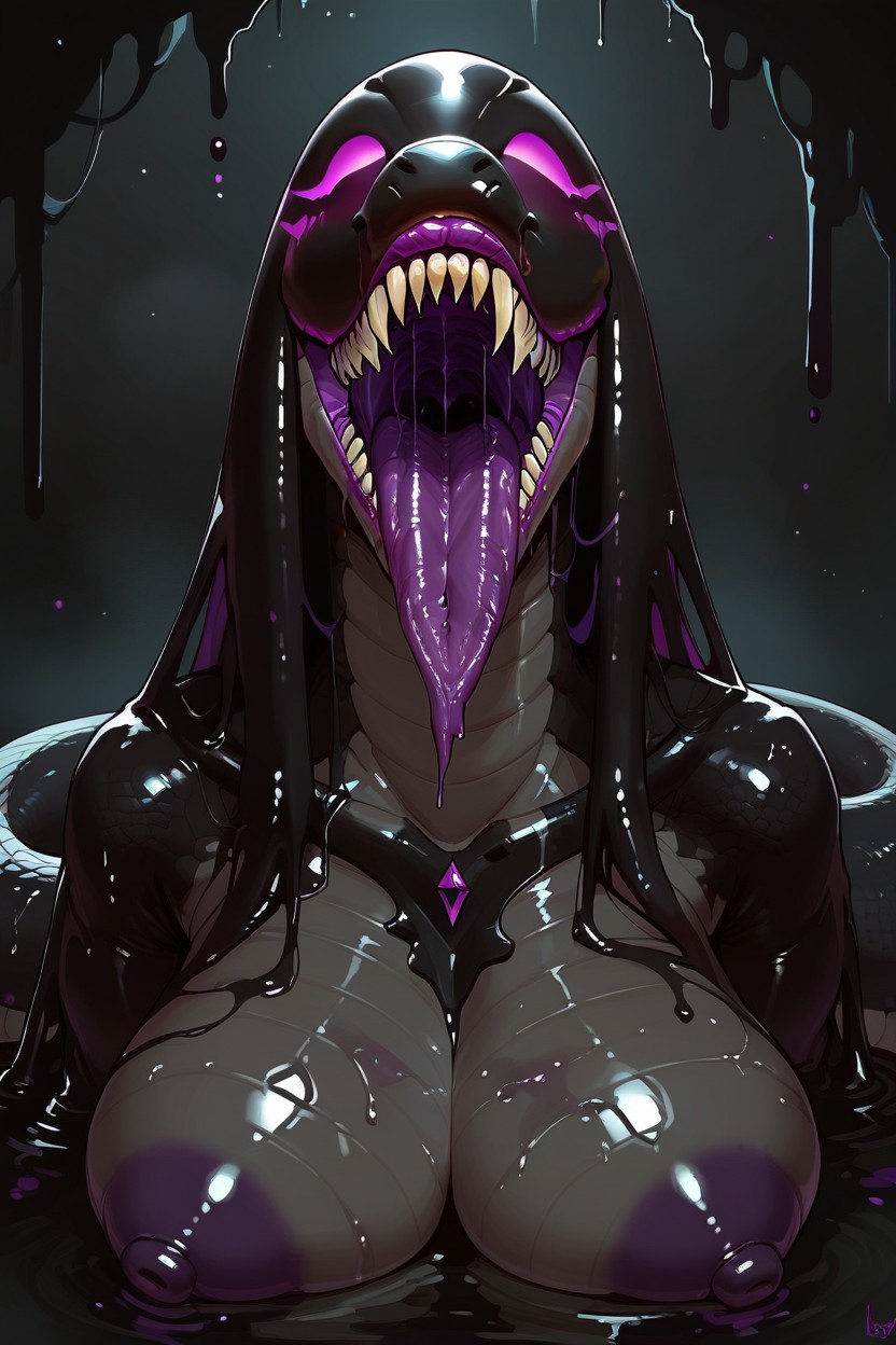 18+, Black Slime Skin, Alien From Alien Porno IA Furry